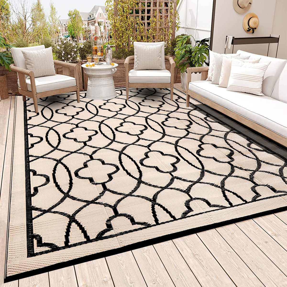 Pendolr outdoor rug waterproof 6x9 ft for all-weather patio coverage.