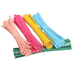 Pengxiaomei yellow dot-pattern twist ties brighten bakery bags and gifts
