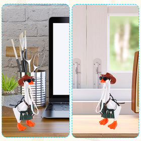 Penitue goose sunglasses add flair to desk character displays.