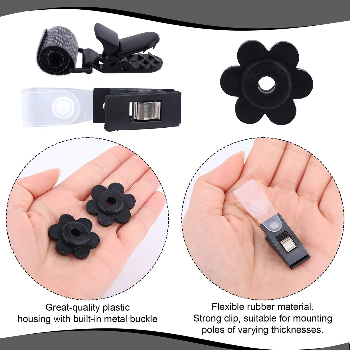 Penitue magic patch clips enable tool-free mounting for neat flags.