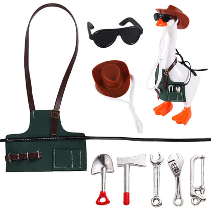 Penitue mini desktop goose outfit with cowboy hat for desk decor and playful displays.