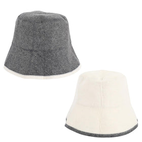 Penitue gray wool sauna hat front view showing brim protection