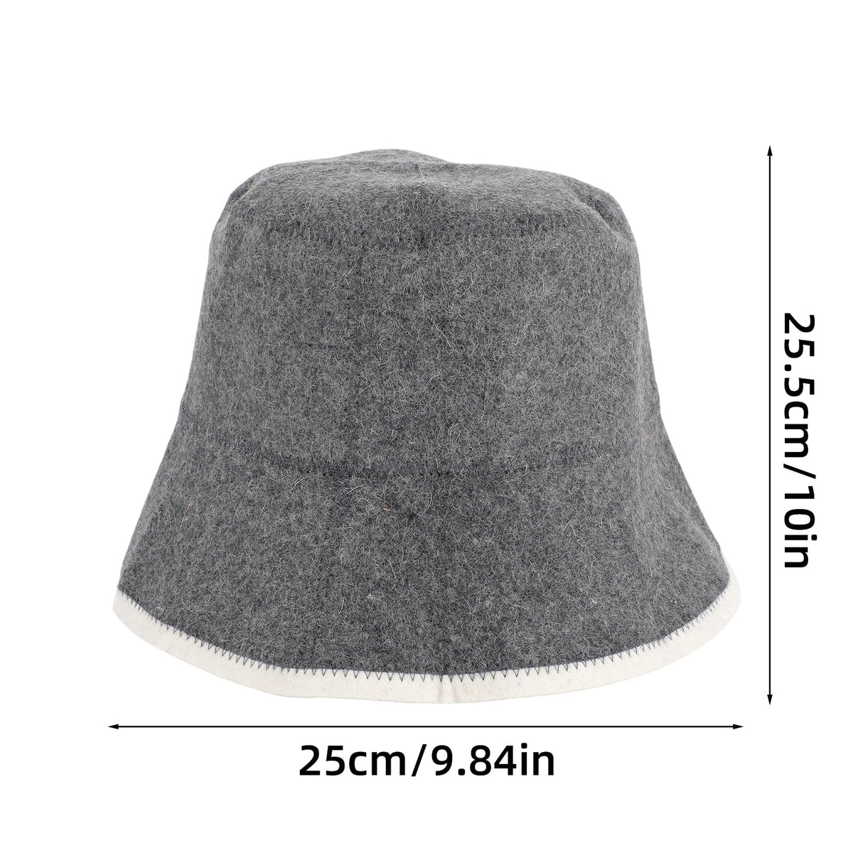 Penitue gray wool sauna hat side view highlighting coverage