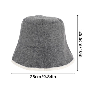 Penitue gray wool sauna hat side view highlighting coverage
