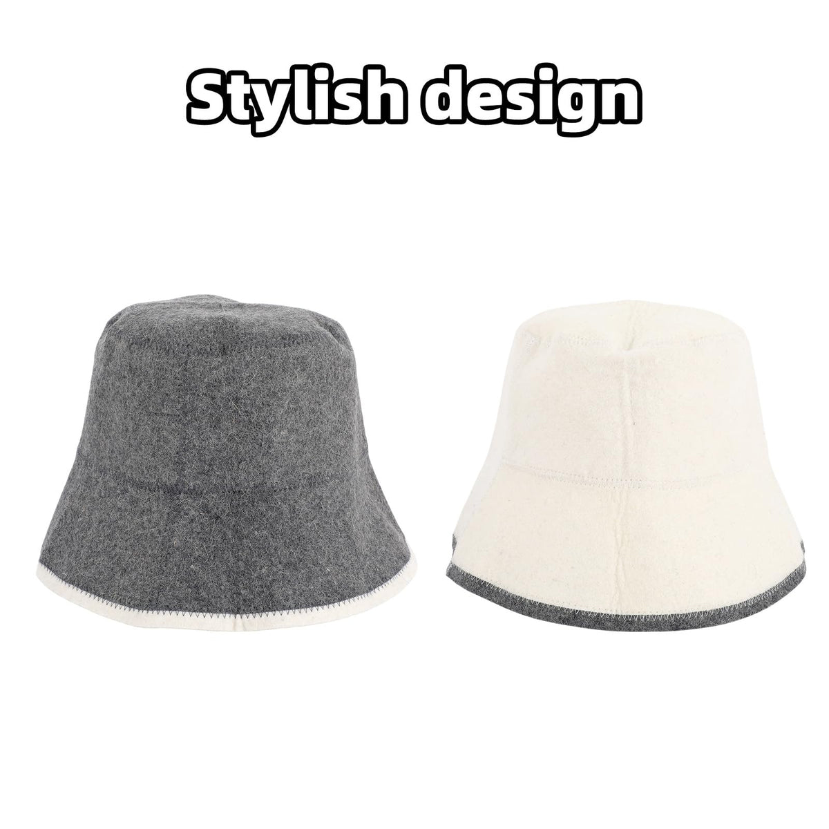 Penitue gray wool sauna hat top view with relaxed fit