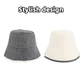 Penitue gray wool sauna hat top view with relaxed fit