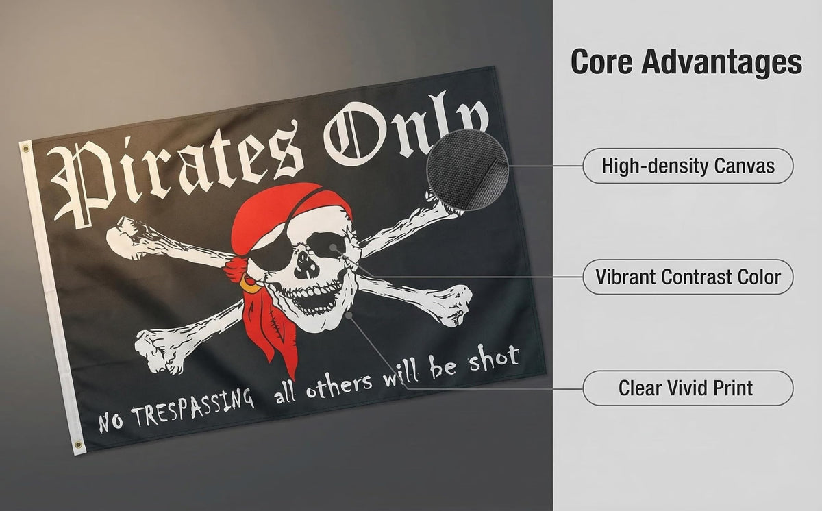 PennantHue pirate backdrop flag elevates parties as a striking centerpiece or photo backdrop.