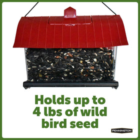 Seed dispersion feature of Pennington Country Barn Hopper Feeder for even feeding.
