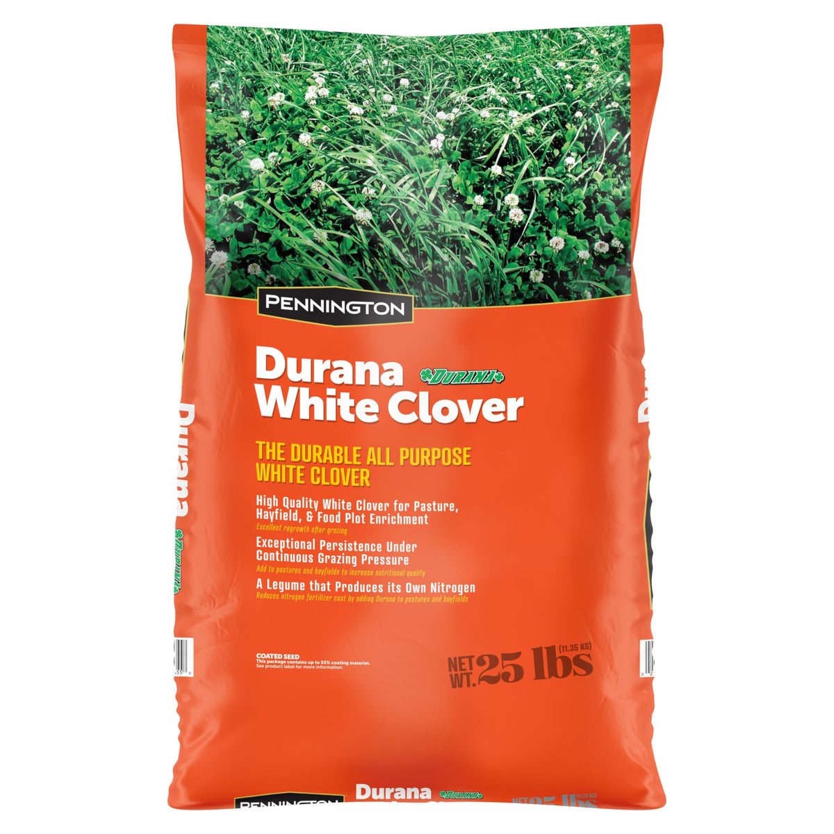 Pennington Durana White Clover field shows dense growth for soil cover and erosion control.