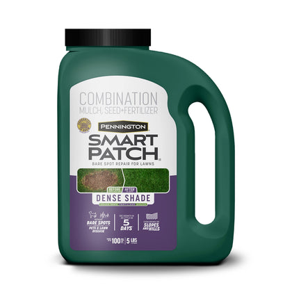 Pennington Smart Patch Dense Shade seed coat promotes fast germination for bare spots.
