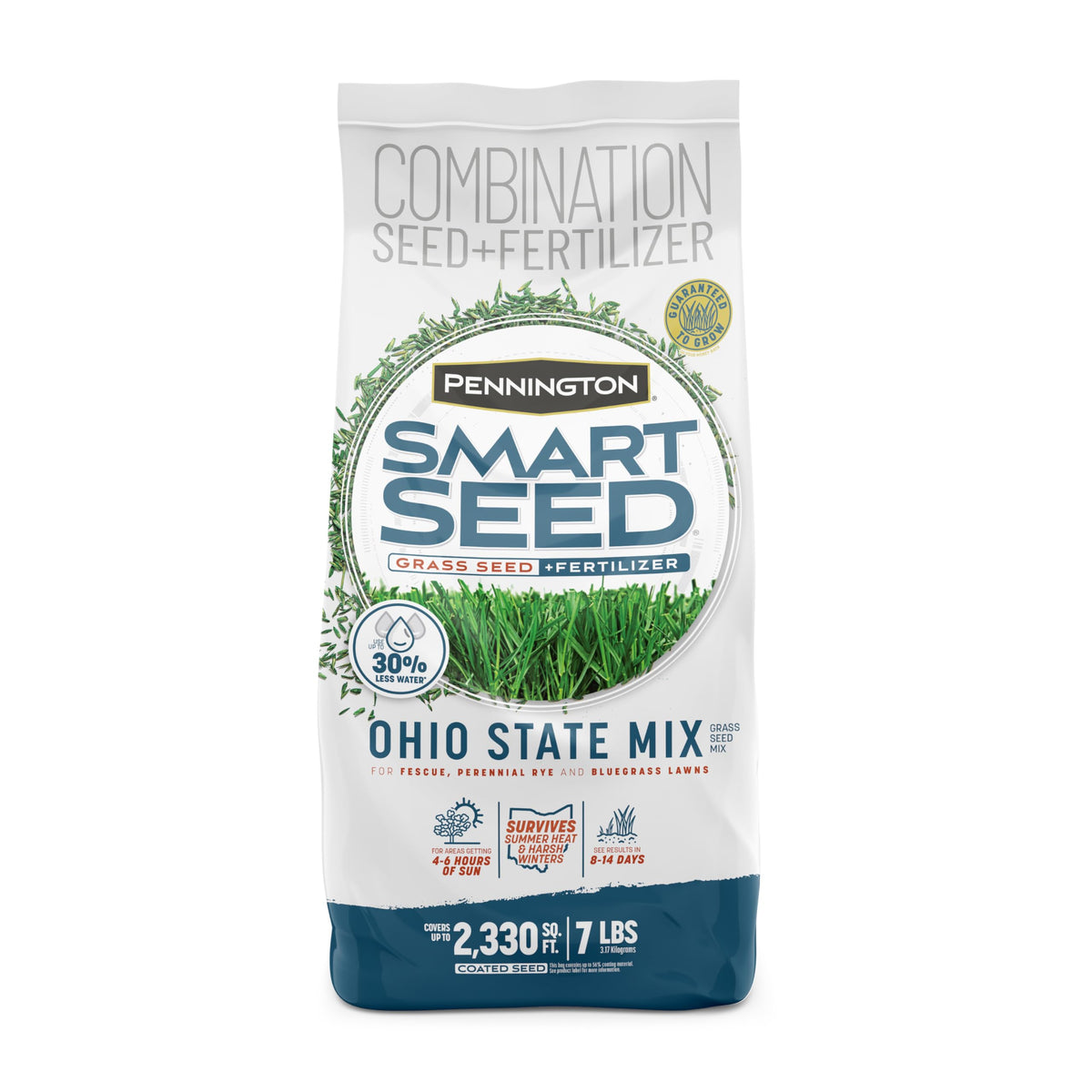 Pennington Smart Seed Ohio State Grass Mix bag ready for planting and lawn rejuvenation.