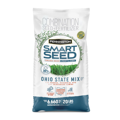 Pennington Smart Seed Ohio State Grass Mix bag for overseeding lawns