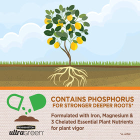 Pennington UltraGreen soil-friendly formula supports moisture retention and healthier roots