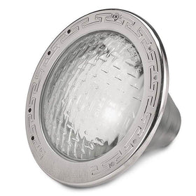 Pentair Amerilite 10-inch underwater light with stainless steel face ring enhances pool ambiance.