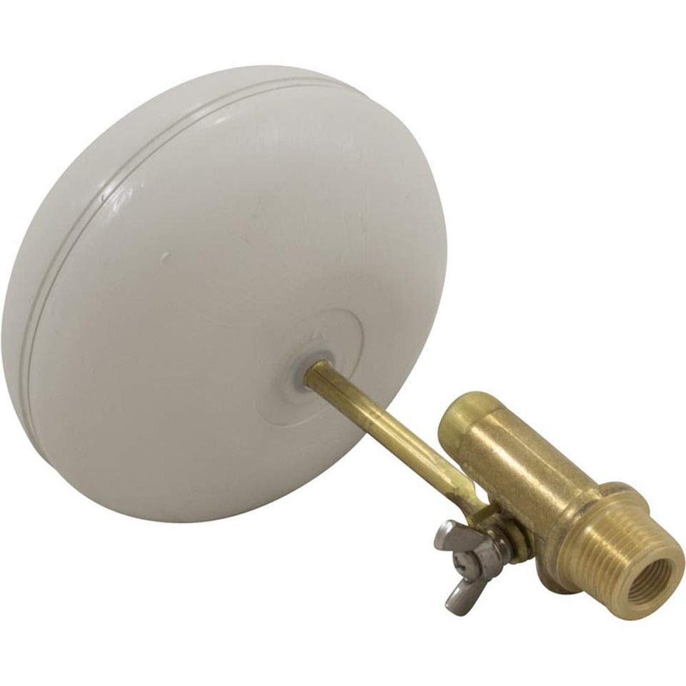 Pentair float valve close-up with brass construction for reliable water level control