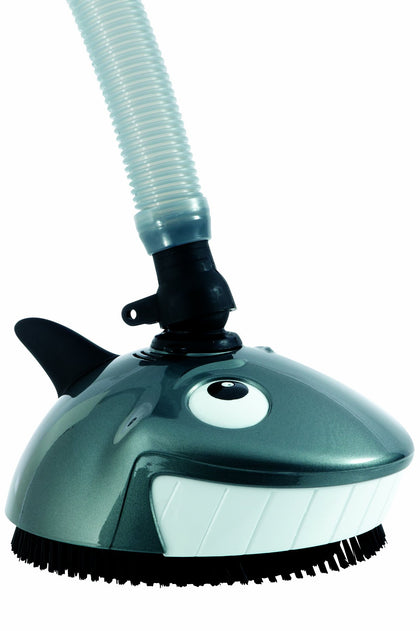 Pentair Lil Shark above-ground pool cleaner in action with cleaning path