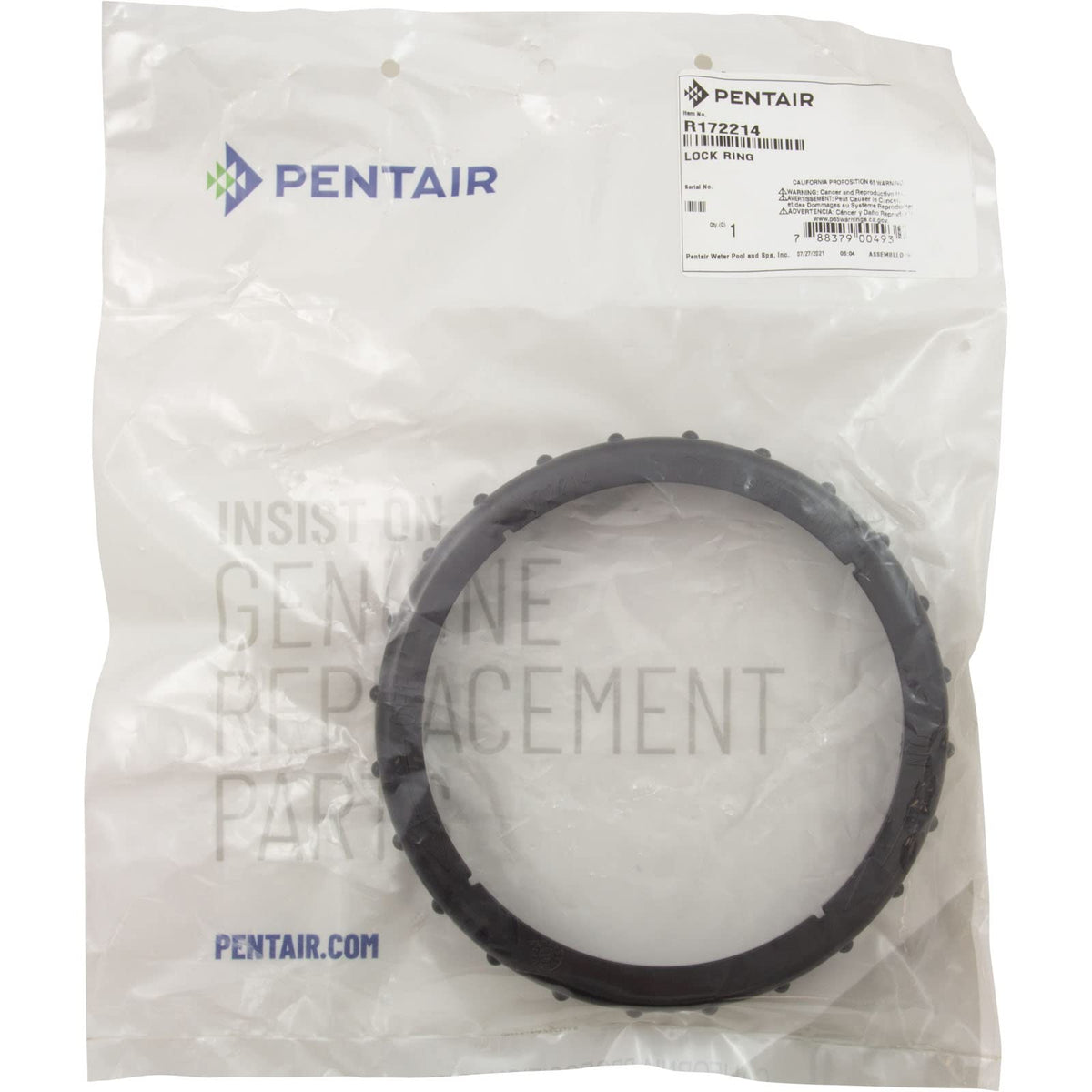 Lock ring dimensions shown for proper fit on compatible Pentair systems.