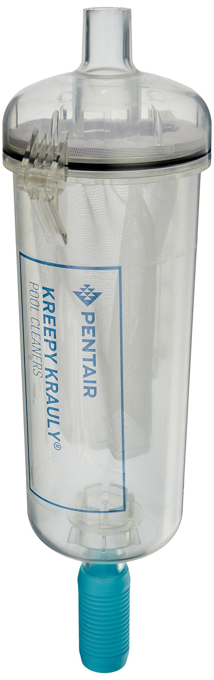Pentair R211084K clear leaf trap with handle for debris-free pool cleaning.