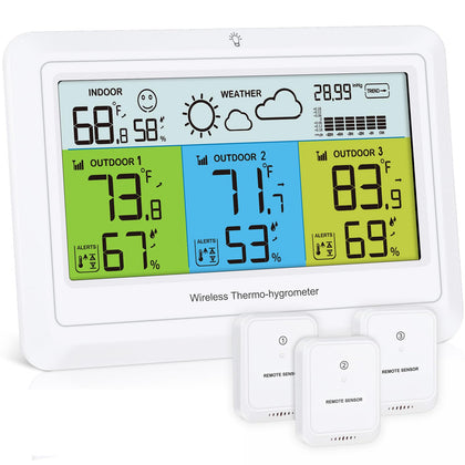 PENTASPI Weather Station full display shows indoor and outdoor data at a glance.