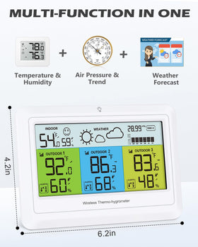 PENTASPI Weather Station three sensors enable multi-location monitoring with color-coded modules.