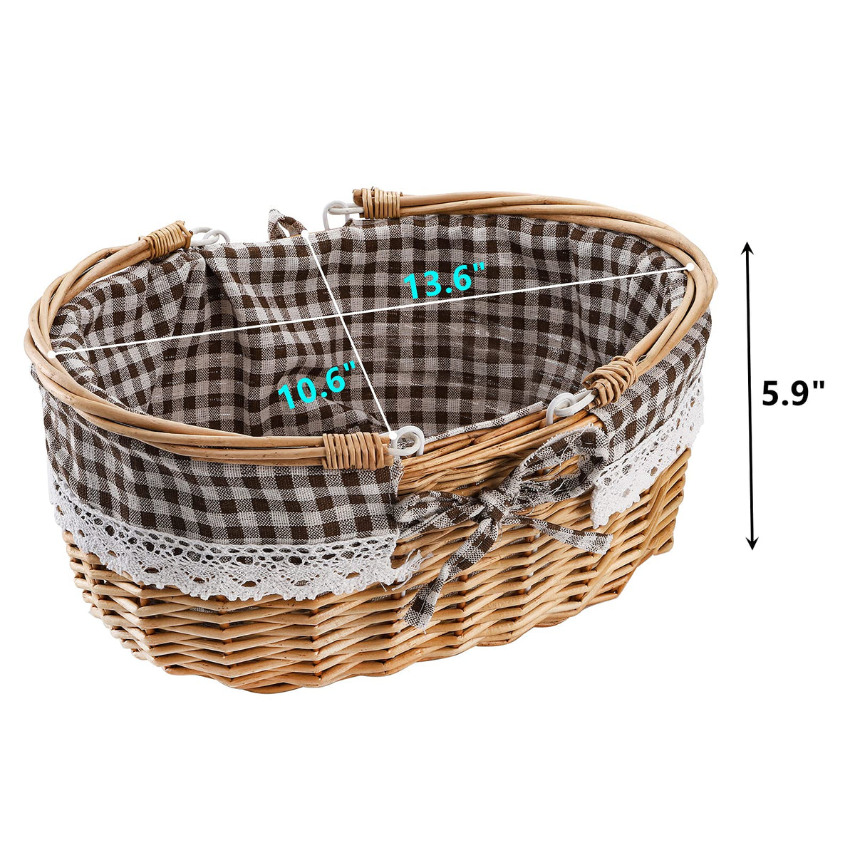 Peohud wicker basket with clean grid linen for quick wipe-downs after meals