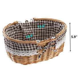 Peohud wicker basket with clean grid linen for quick wipe-downs after meals