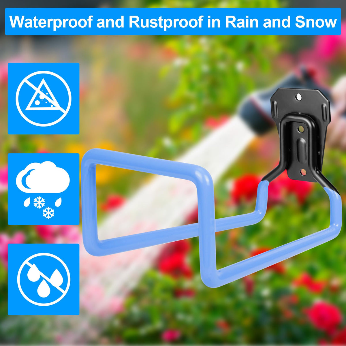 PeoMev metal garden hose rack rust-resistant for outdoor use