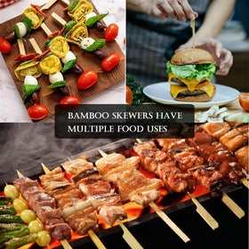PEOUWNES bamboo food picks 6in versatile for BBQs, picnics, and parties.