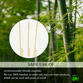 PEOUWNES kabob sticks bamboo 6in sturdy, splinter-free for safe piercing.
