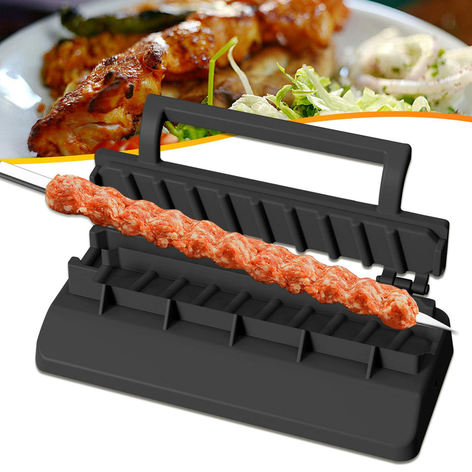 Peouwnes Large Kebab Maker Press ensures firm skewer formation.