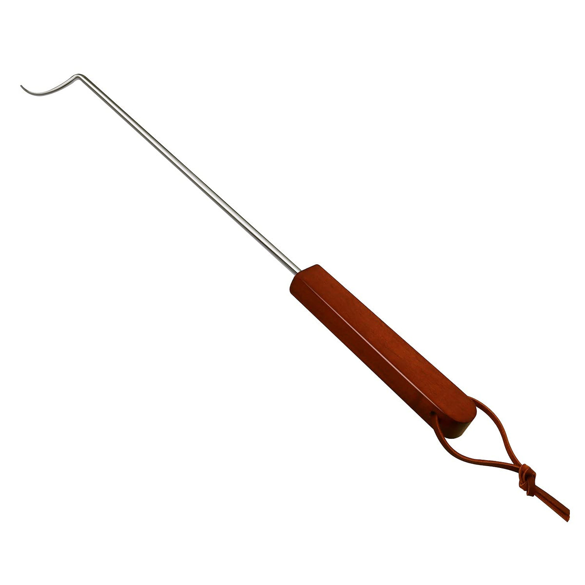PEPKICN 18-inch stainless steel meat turner with wooden handle for safe flipping