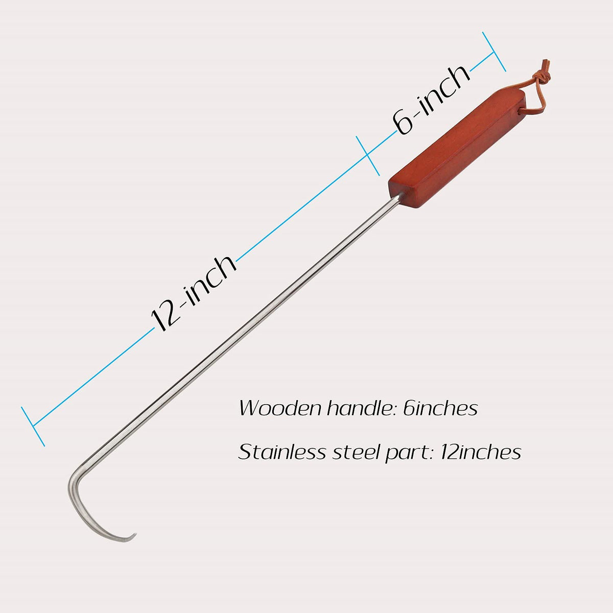 PEPKICN BBQ meat turner hook close-up showing sturdy grip