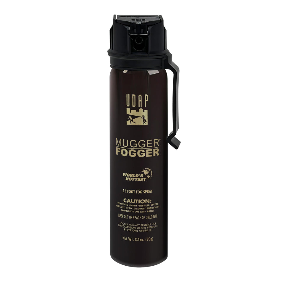 Pepper Power Mugger Fogger compact design for everyday carry and quick defense readiness.