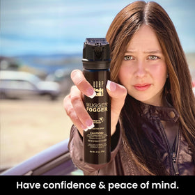 Pepper Power self-defense spray with 15 ft range for confident distance.
