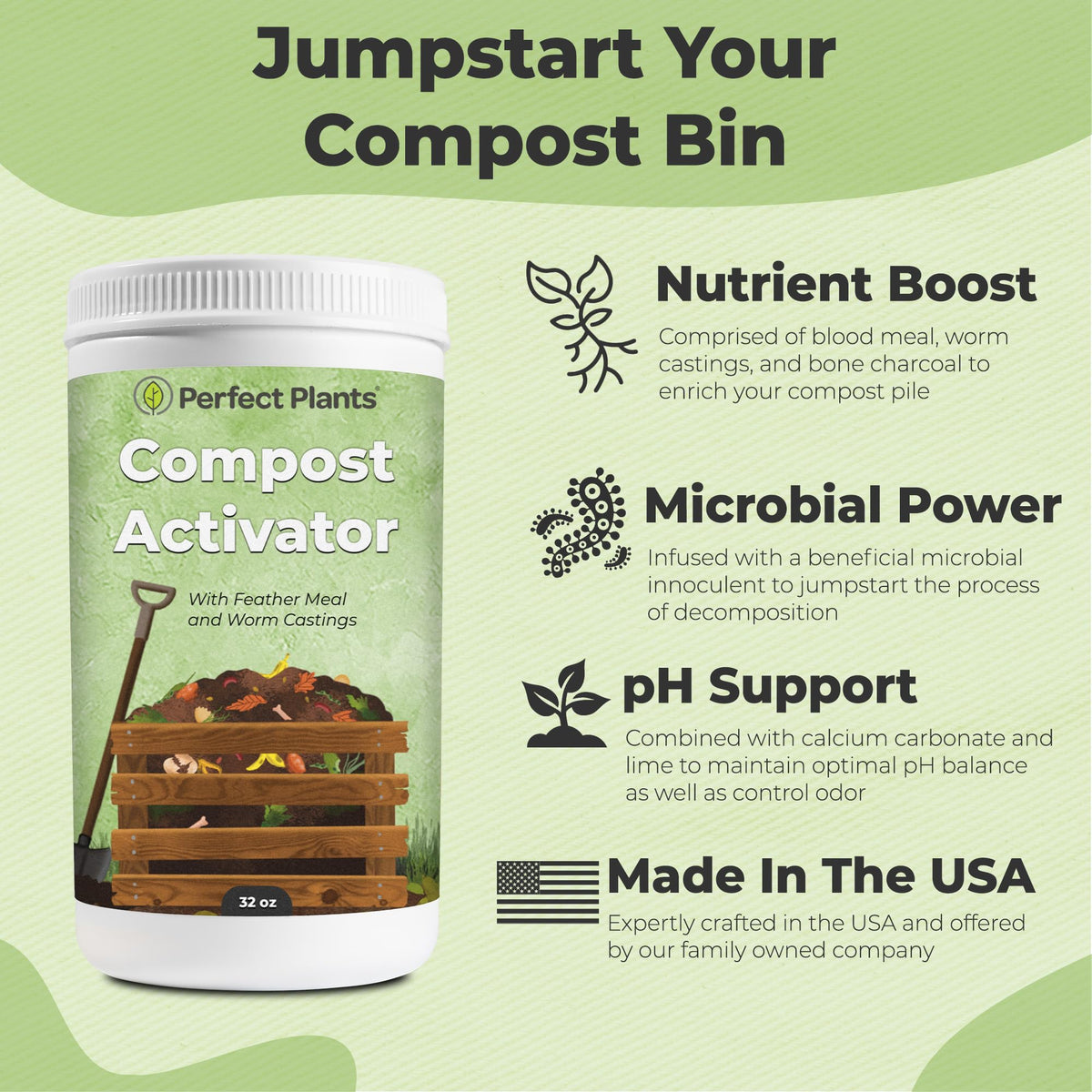 Perfect Plants compost activator powder ready to sprinkle into piles for easy use.