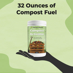 Perfect Plants compost activator in tumbler for even distribution during turning.