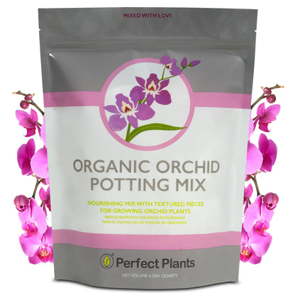 Perfect Plants orchid mix 4qts bag front, ready-to-use for healthier roots.