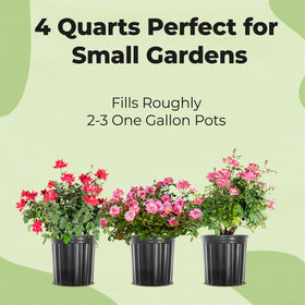 Composted pine bark in Perfect Plants mix supports robust rose root growth.