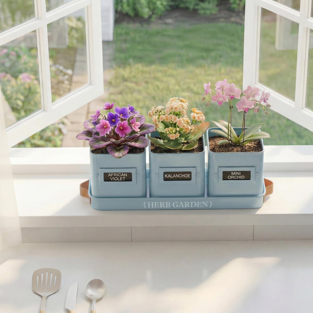 Perfnique indoor-outdoor herb planter set suitable for balconies.