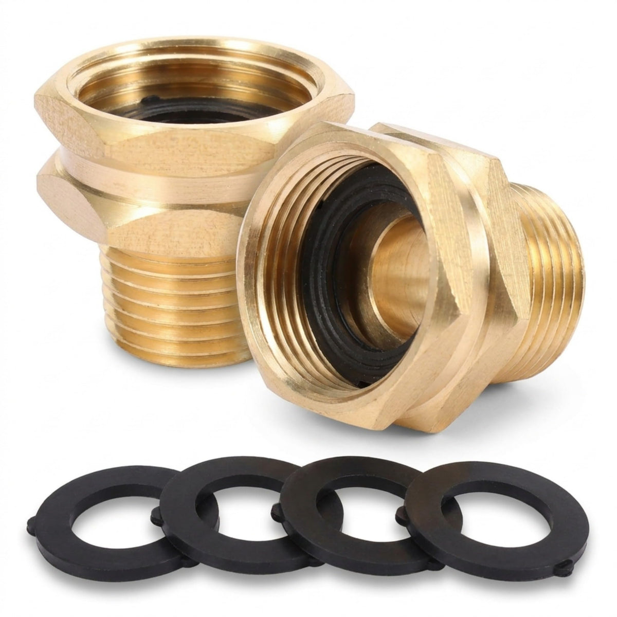 Performore brass adapter close-up showing durable 34inch to 12inch connection for gardens
