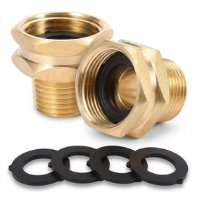 Performore brass adapter close-up showing durable 34inch to 12inch connection for gardens