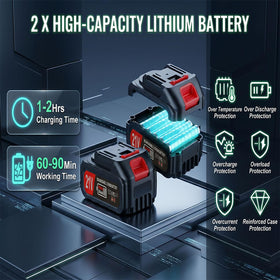 PericGrip two 2.0Ah batteries allow extended use with quick swaps.