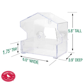 Simple suction-cup setup on Perky-Pet feeder enables quick installation