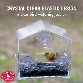 Crystal-clear plastic construction from Perky-Pet for an unobstructed view.