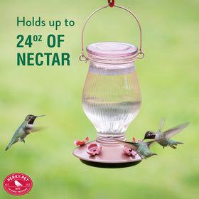 Perky-Pet Rose Gold glass bottle adds elegant garden style.