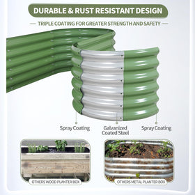 Permade raised bed with double reinforced rods for stable plant support.