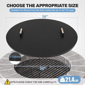 Permade fire pit lid round wooden handles enable easy lifting during gatherings