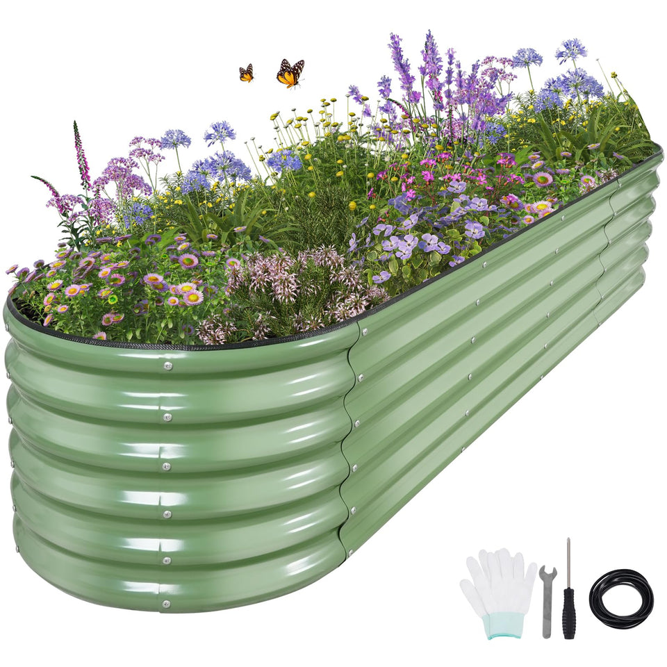 Permade galvanized raised bed with oval design for durable outdoor planting