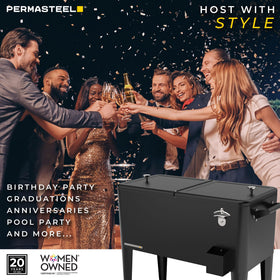 Permasteel 80-qt capacity fits up to 110 cans with ice.