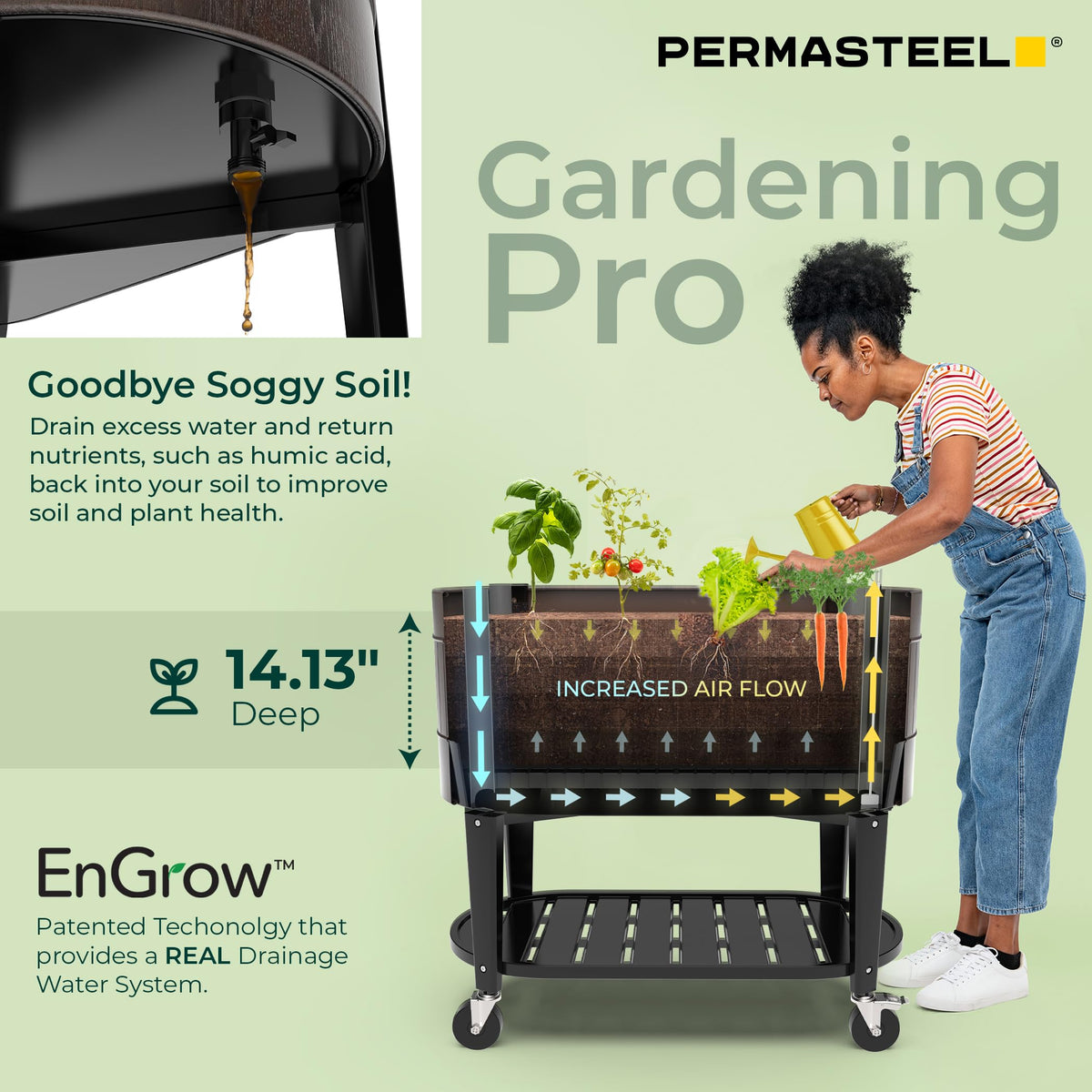 Permasteel EnGrow TrueSoil technology helps avoid soggy soil and promotes root health.